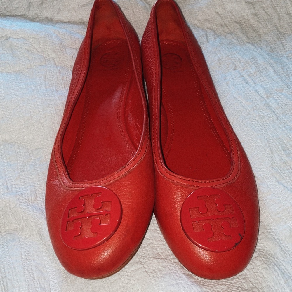 Red Tory Burch Logo Flats